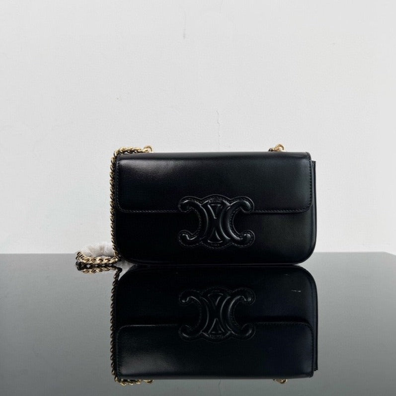 Celine CUIR TRIOMPHE 20 BLACK CALFSKIN GOLD HARDWARE