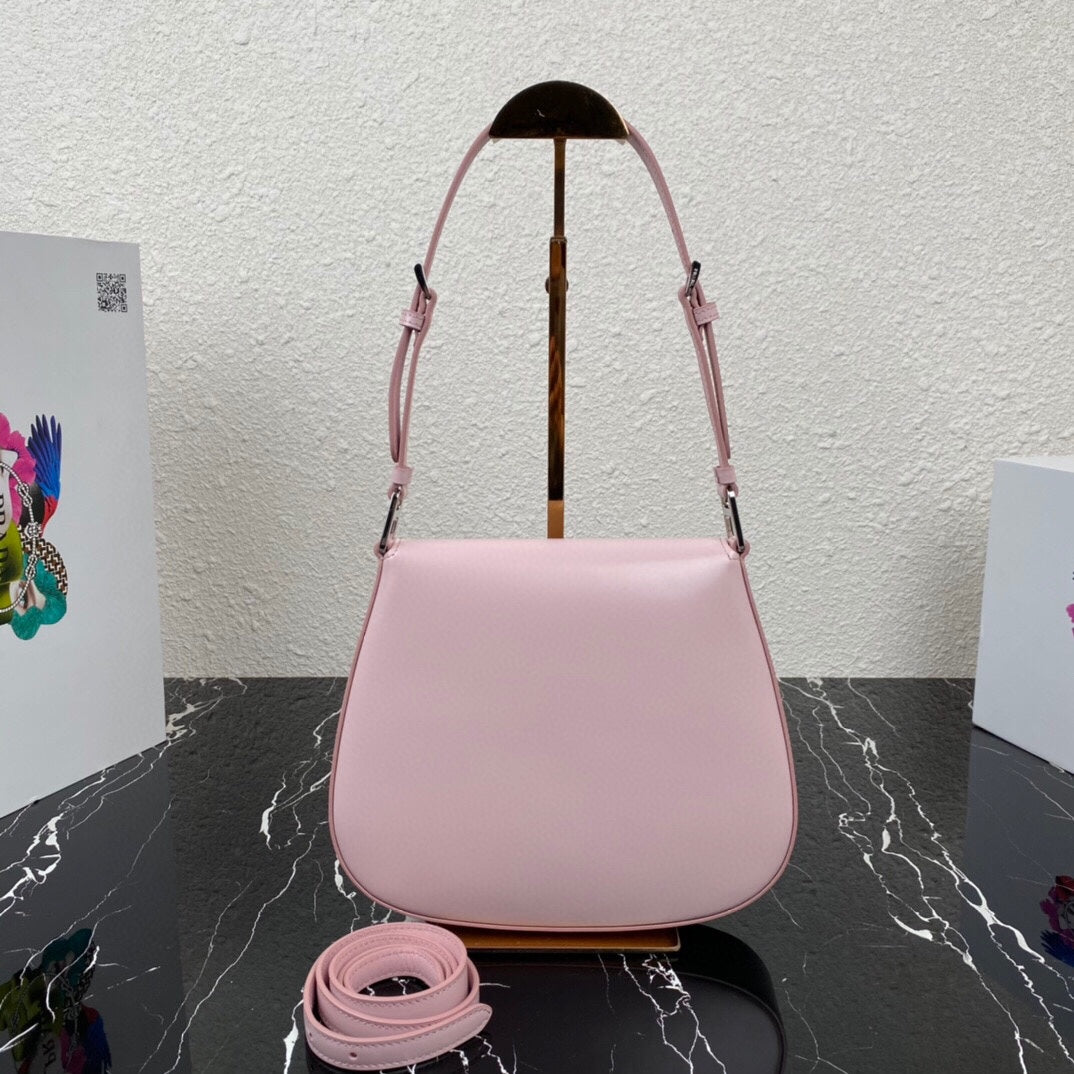 PRADA CLEO 24 PINK BRUSHED LEATHER SHOULDER BAG