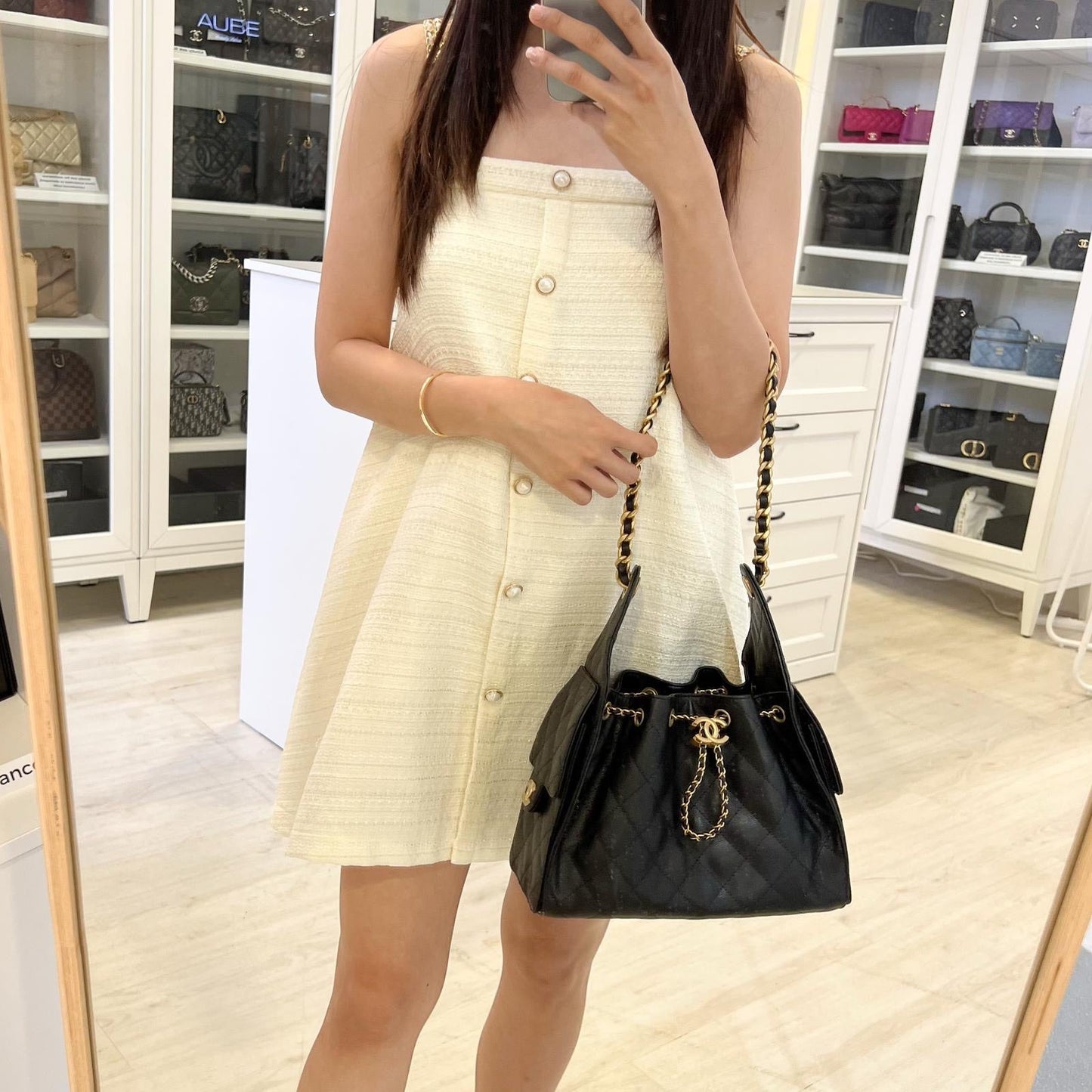Chanel 25 Small Hobo Bag in Black Caviar and AGHW (Model: AS5293)