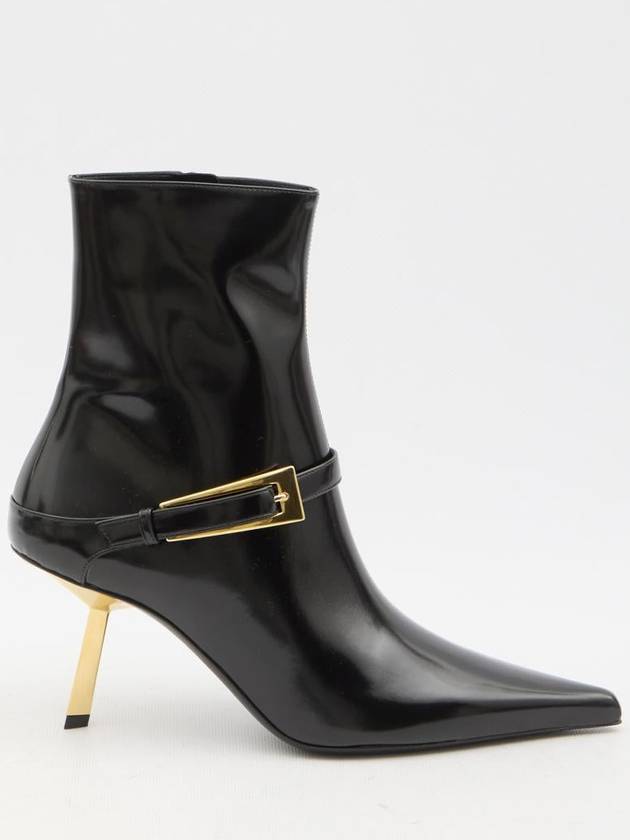 Saint Laurent Lee Glazed Leather Ankle Boots Black
