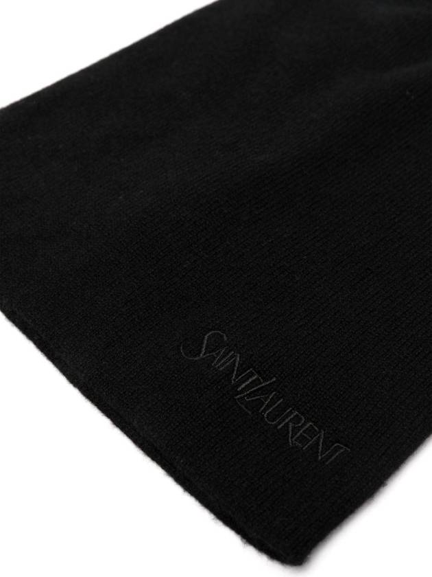 Saint Laurent Logo Embroidered Cashmere Beanie Black
