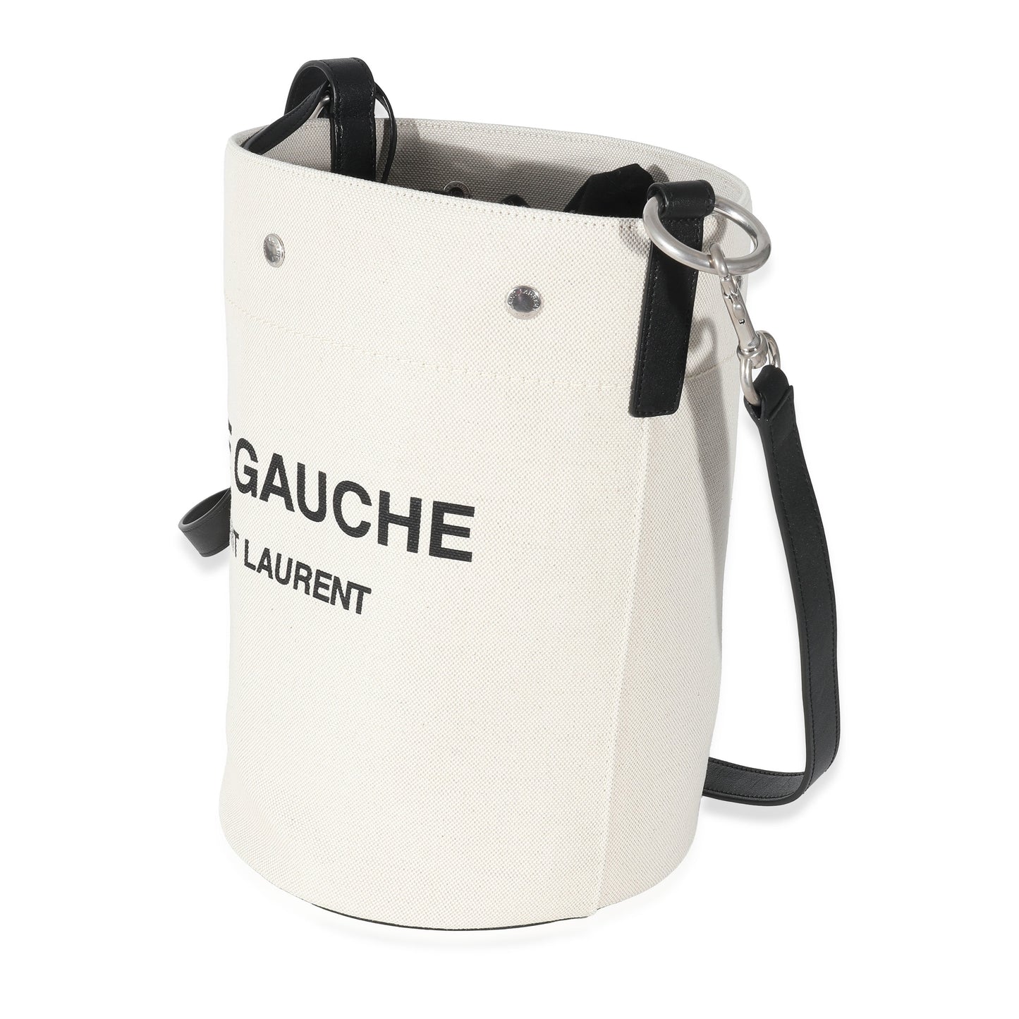 SAINT LAURENT - White Linen Rive Gauche Bucket