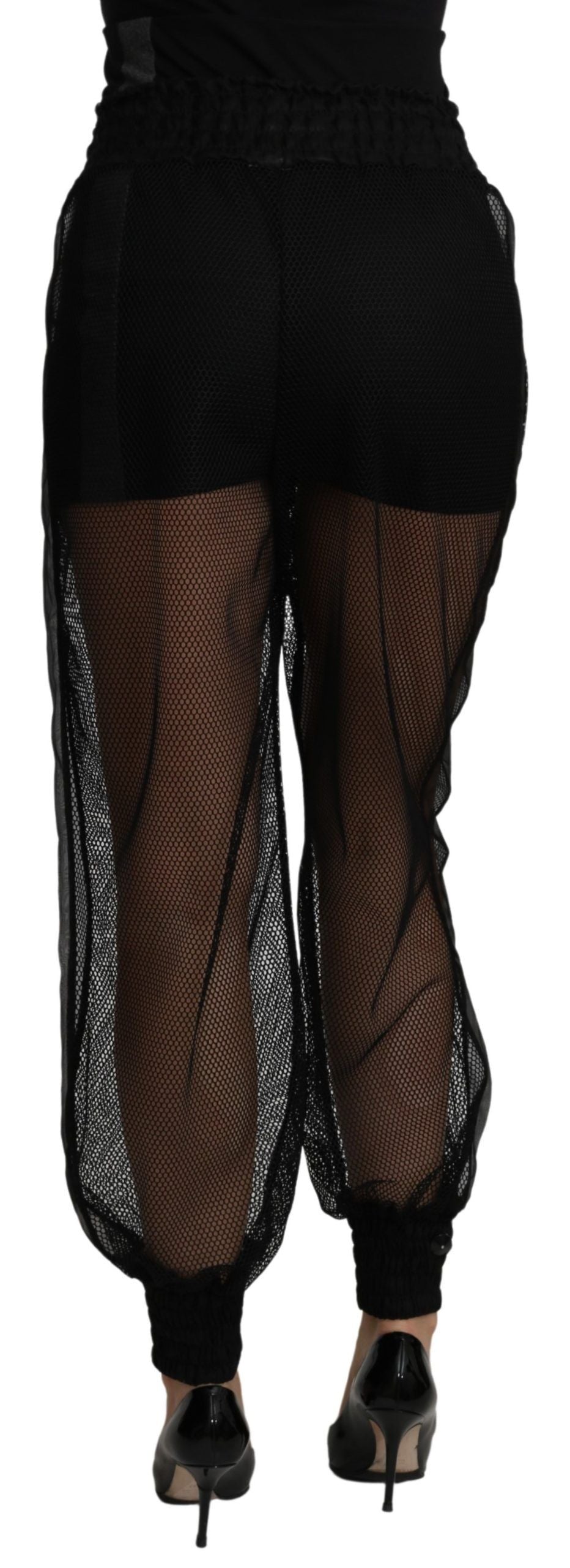 Dolce & Gabbana Black See Through Jogger Polyester Women's Pants