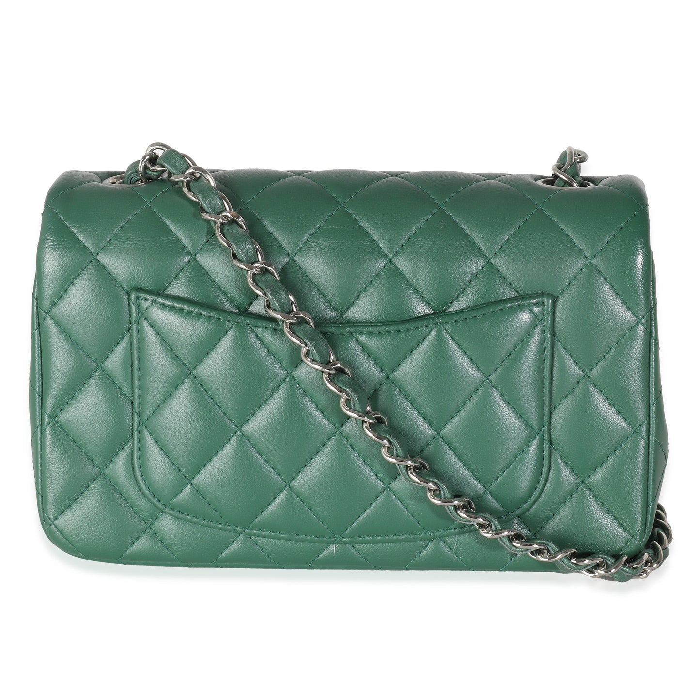 CHANEL - Dark Green Quilted Lambskin Mini Rectangular Flap Bag