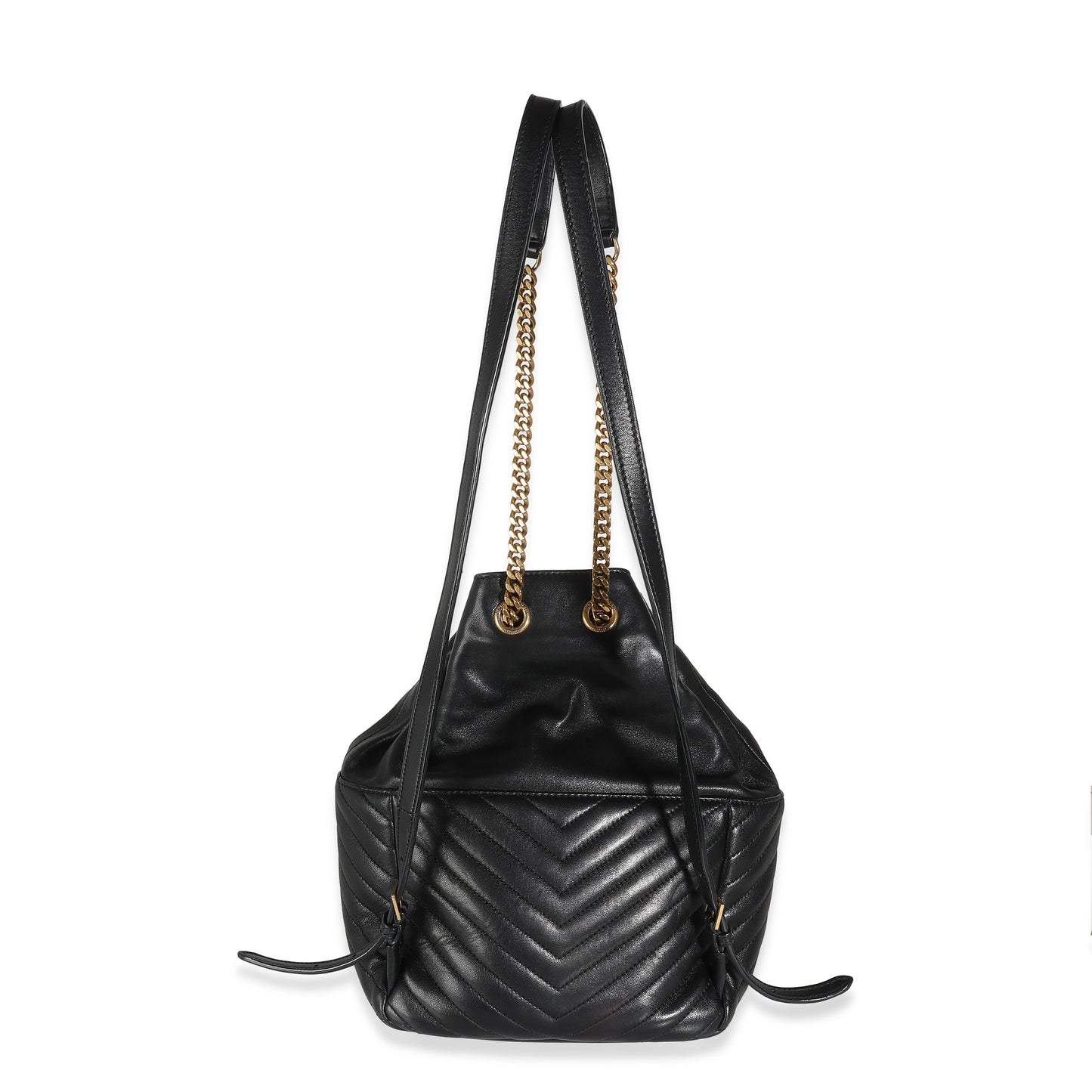 SAINT LAURENT - Black Matelasse Lambskin Joe Backpack
