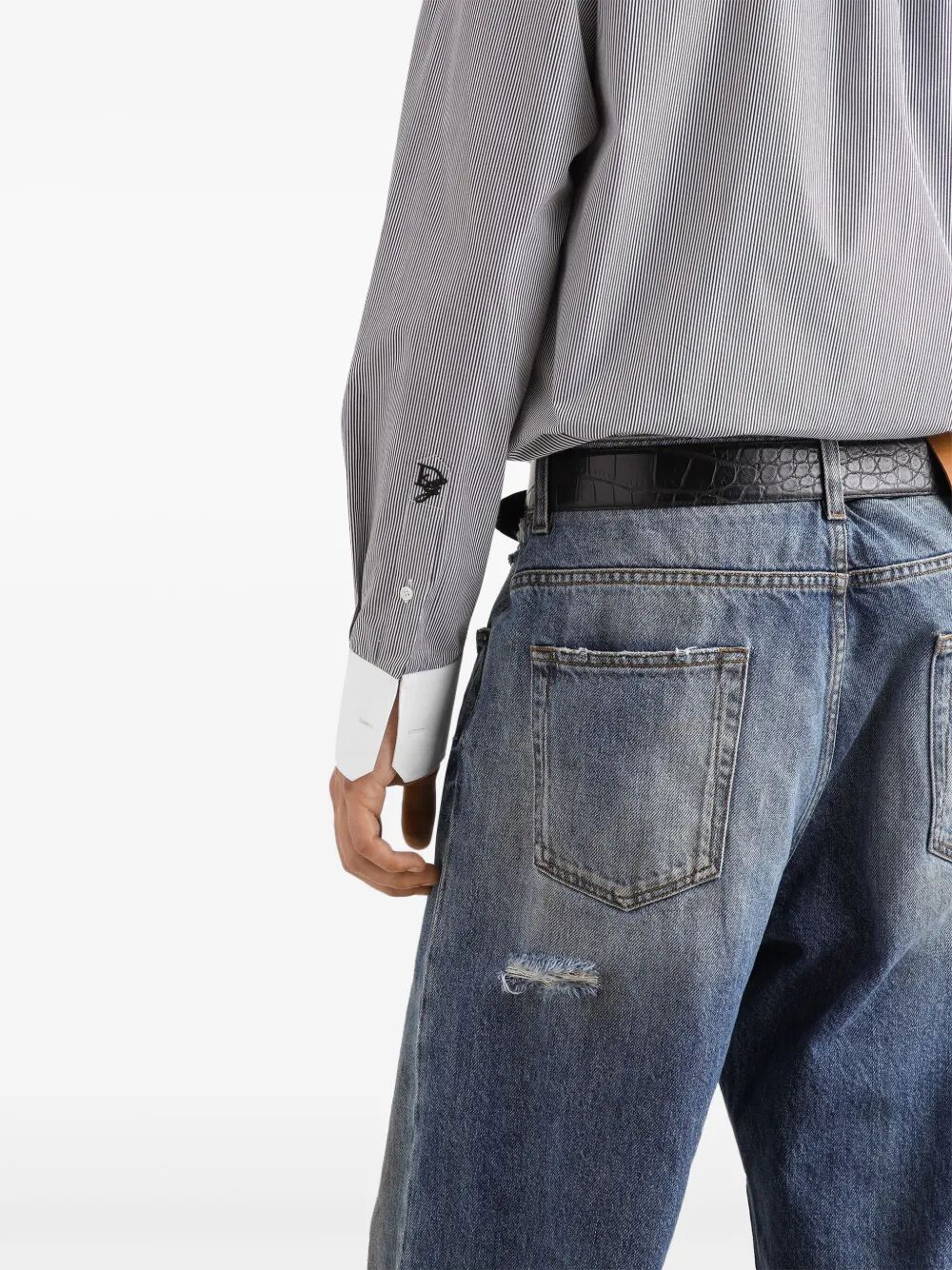 Dolce & Gabbana Men Striped Cotton Shirt