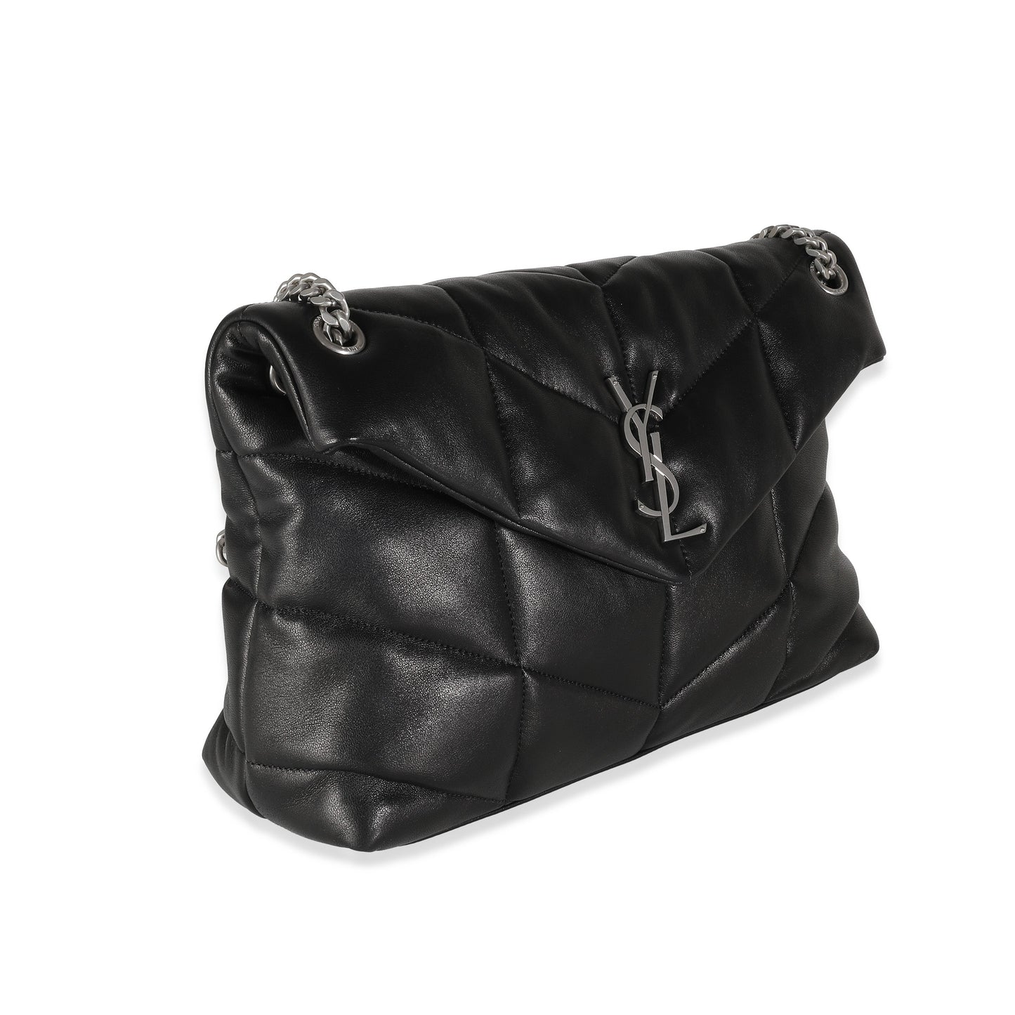 SAINT LAURENT - Black Quilted Lambskin Medium Loulou Puffer
