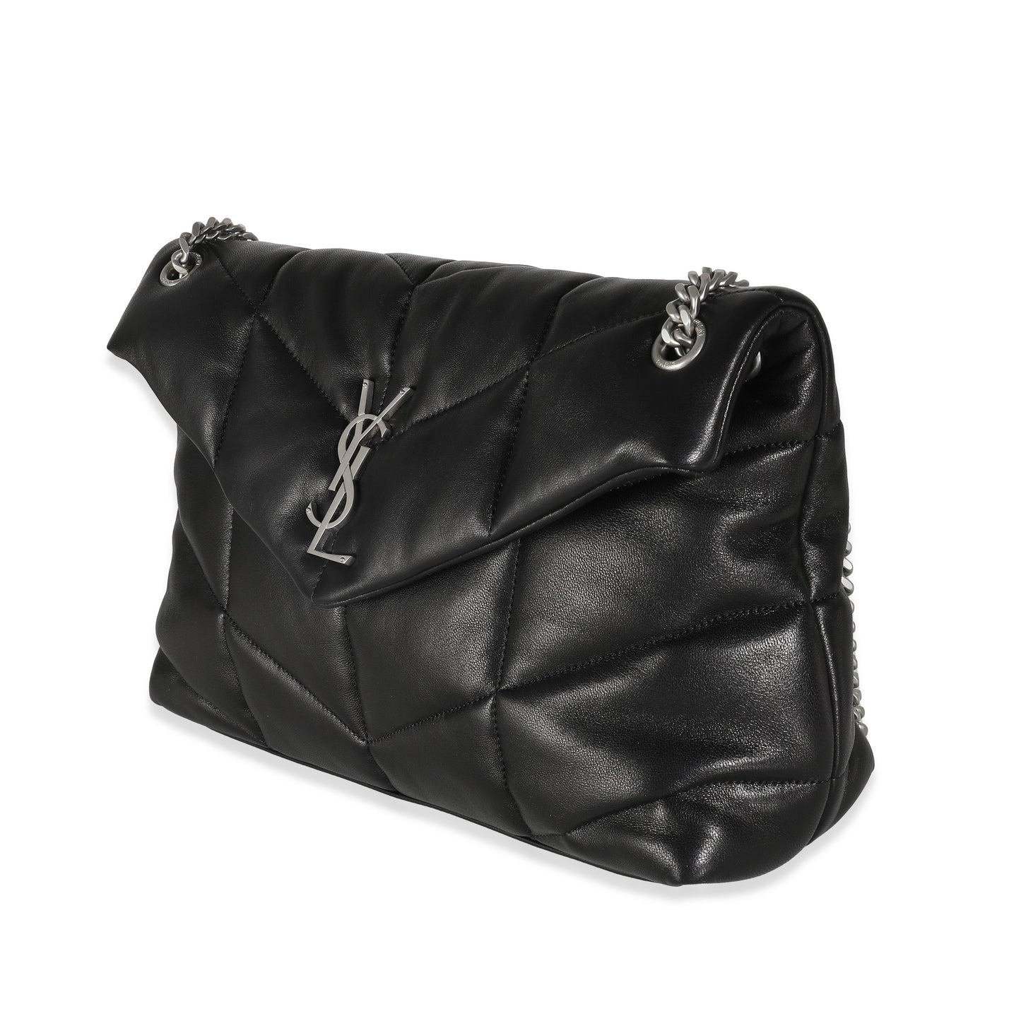 SAINT LAURENT - Black Quilted Lambskin Medium Loulou Puffer