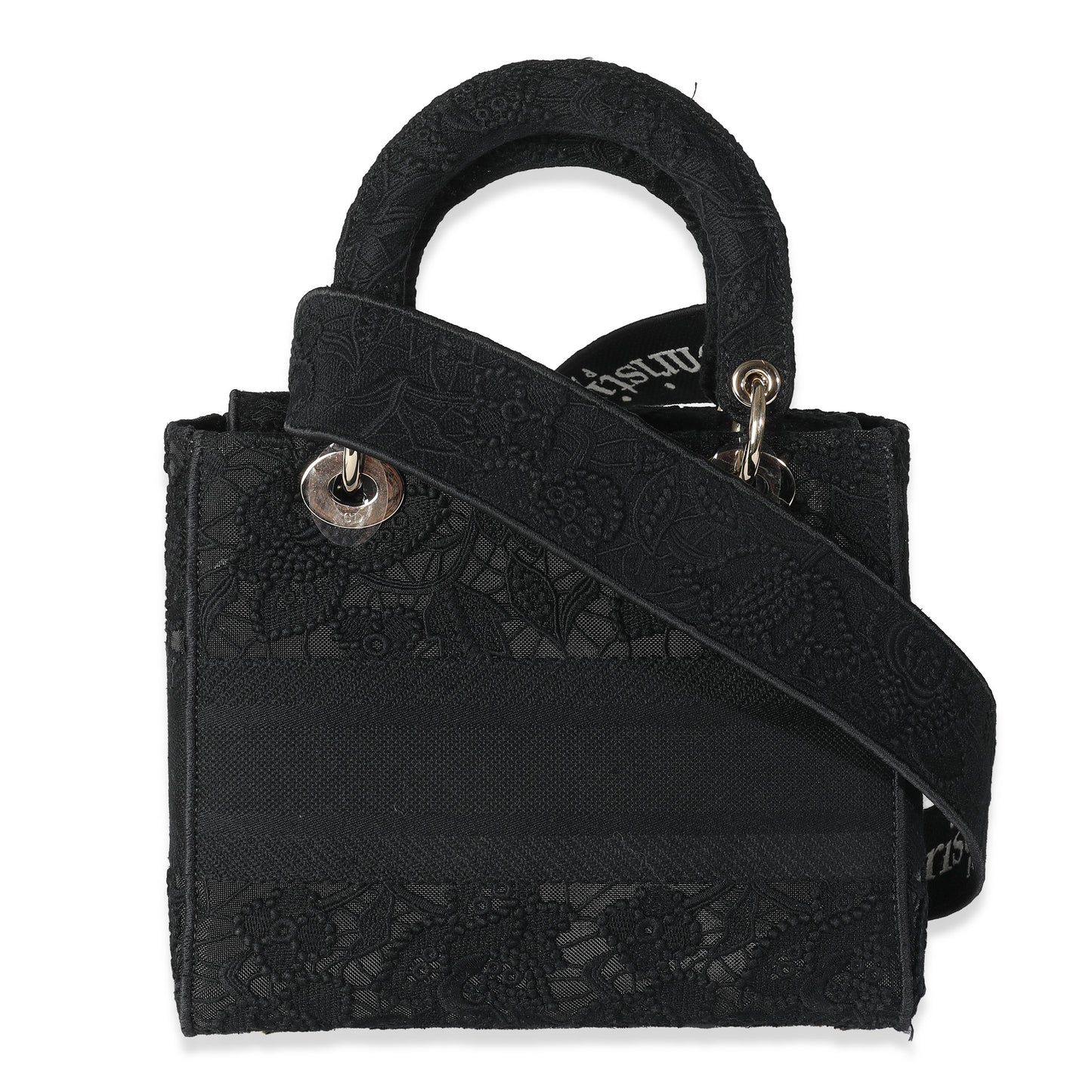 DIOR - Black Macramé Medium Lady D-Lite Bag