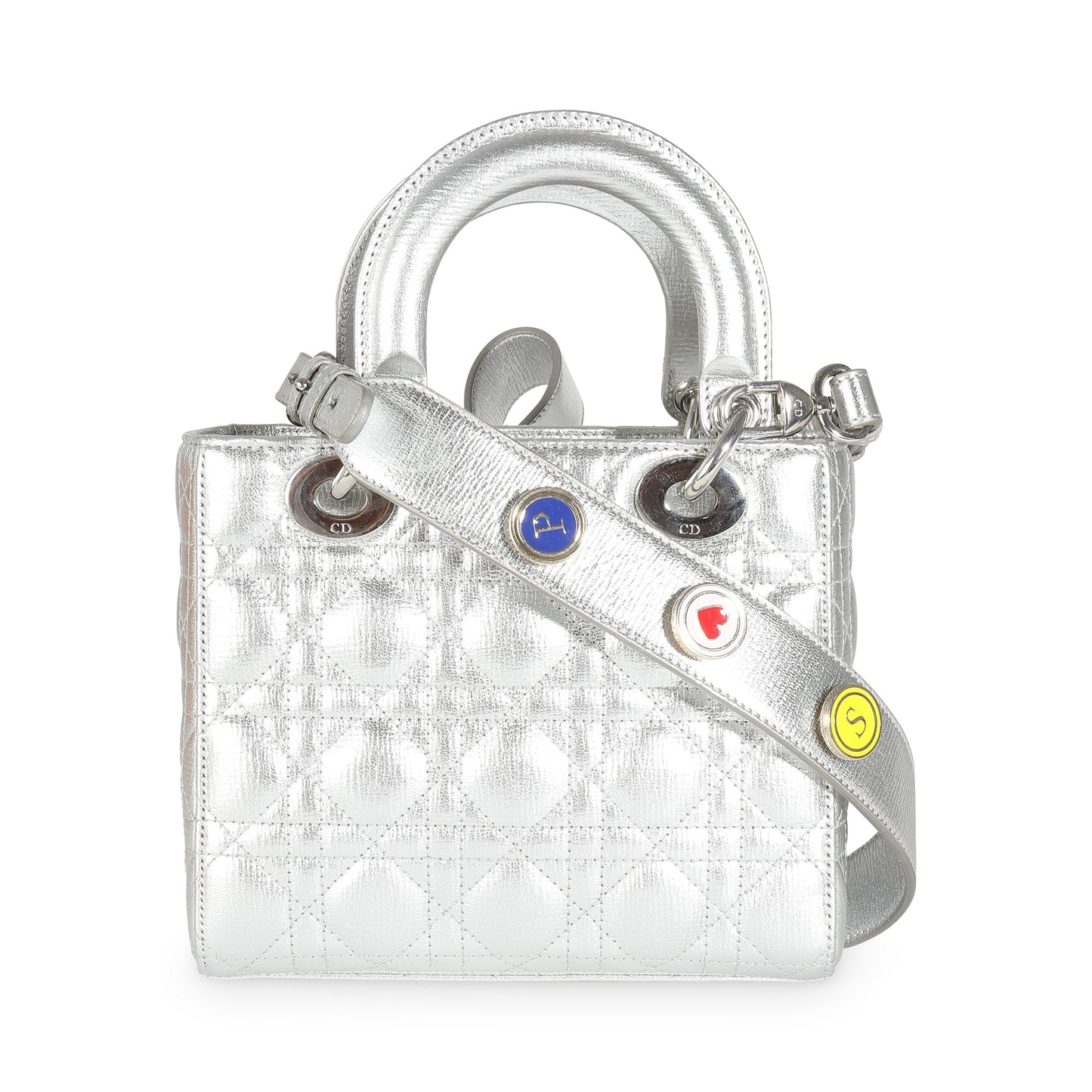 DIOR - Silver Metallic Grained Calfskin Cannage My ABCDior Lady Dior