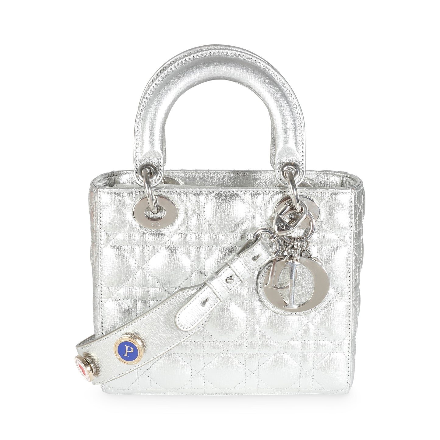 DIOR - Silver Metallic Grained Calfskin Cannage My ABCDior Lady Dior
