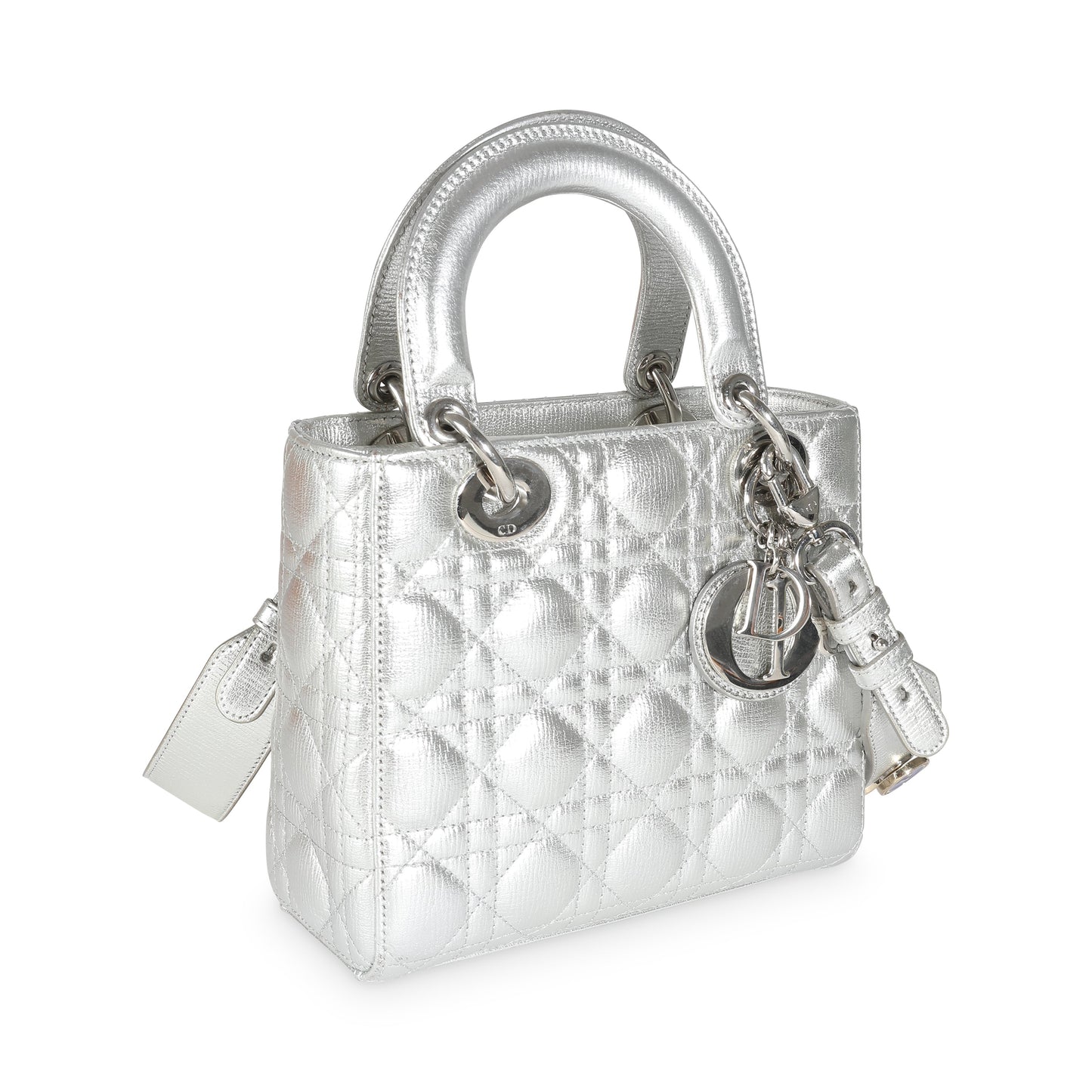 DIOR - Silver Metallic Grained Calfskin Cannage My ABCDior Lady Dior