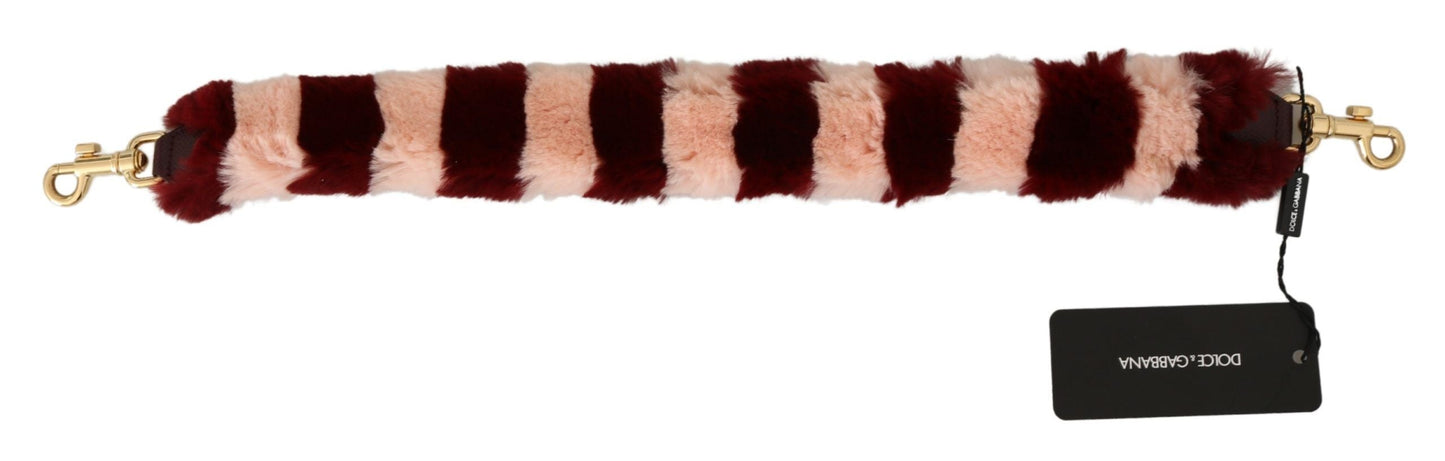 Dolce & Gabbana Pink Red Lapin Fur Accessory Shoulder Women's Strap