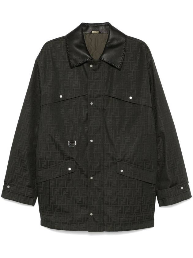 Fendi Waxed FF Jacquard Blouson Jacket Brown