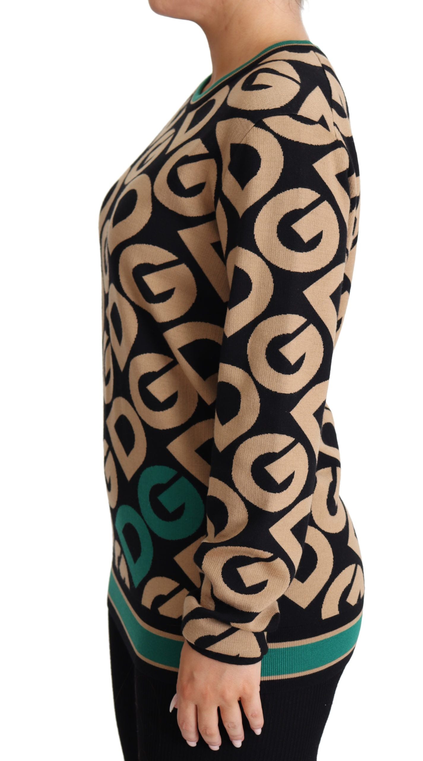 Dolce & Gabbana Multicolor DG Mania Wool Crewneck Pullover Women's Sweater