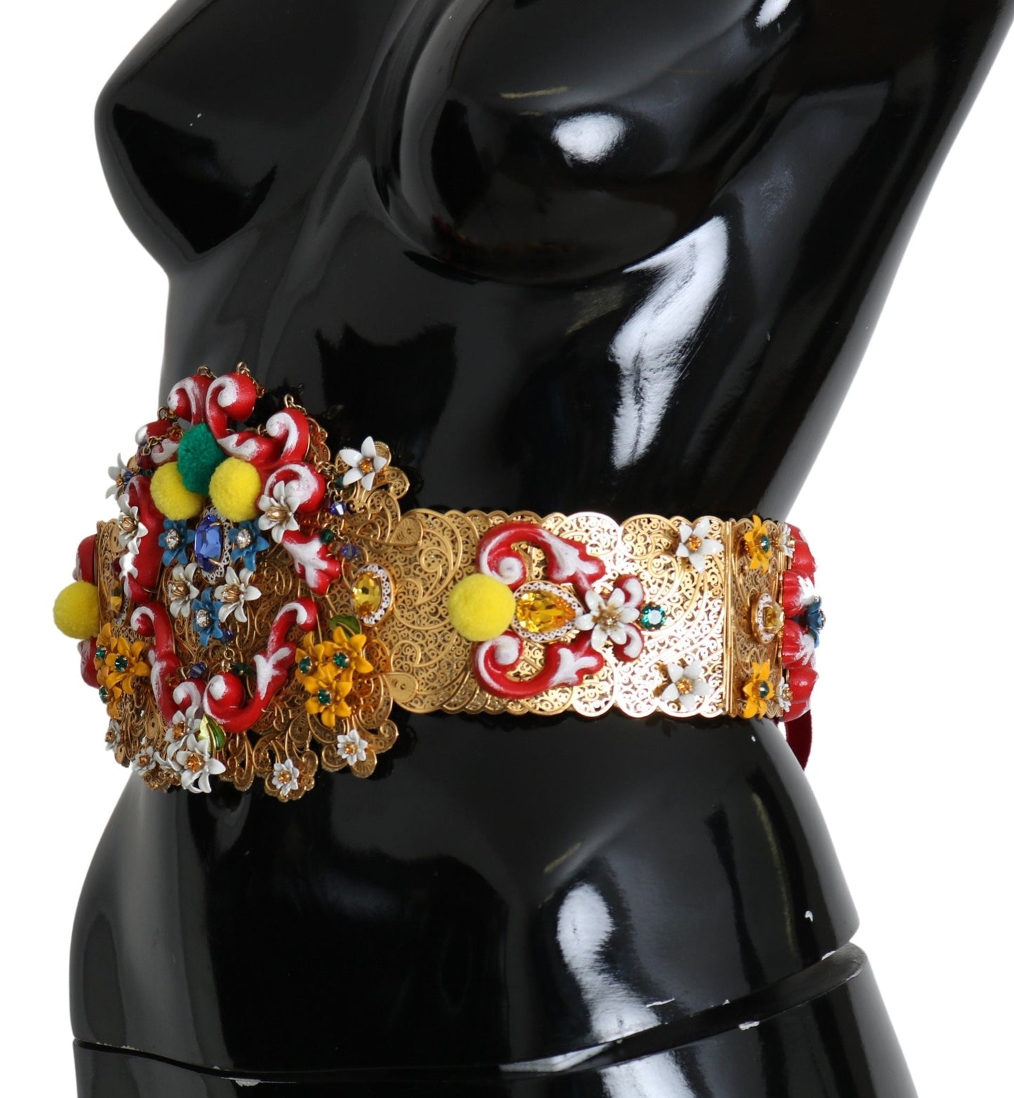 Dolce & Gabbana multicolor Embellished Floral Crystal Wide Waist Women's Belt