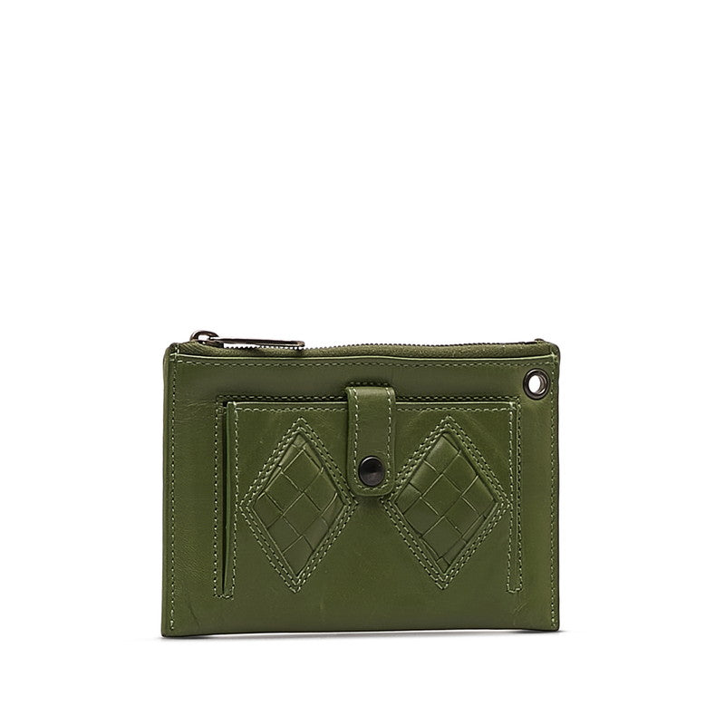 Bottega Veneta Intrecciato Coin Case in Leather Green