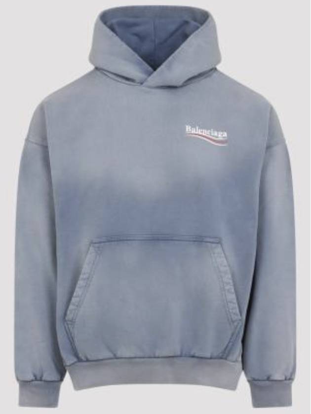 Balenciaga Logo Print Medium Fit Hoodie Fade Blue