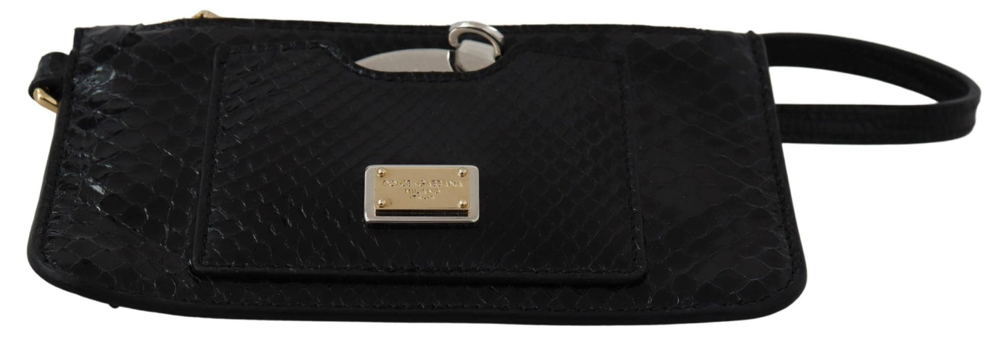 Dolce & Gabbana Black Leather Coin Purse Wristlet Mirror Agnese Women's Wallet