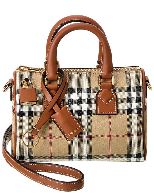 Burberry E-Canvas & Leather Mini Bowling Bag
