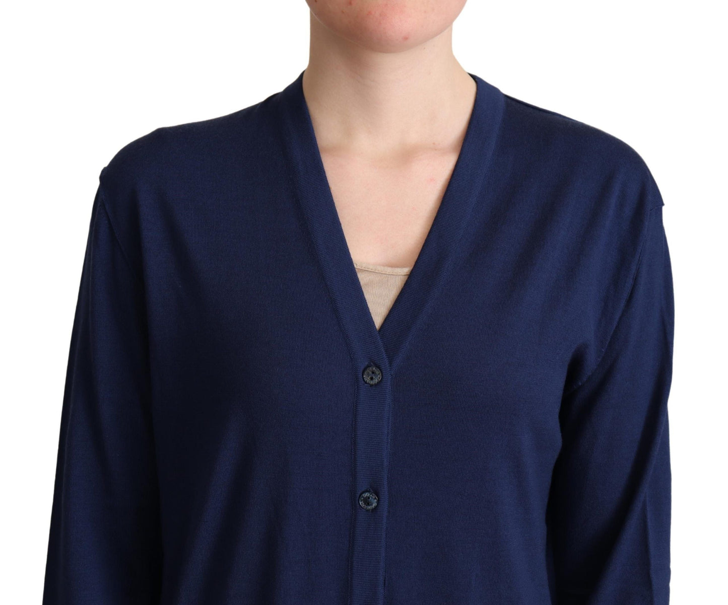 Dolce & Gabbana Blue Virgin Wool Button Down Cardigan Women's Sweater
