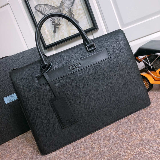 PRADA BRIEFCASE 40 IN BLACK GRAINED CALFSKIN