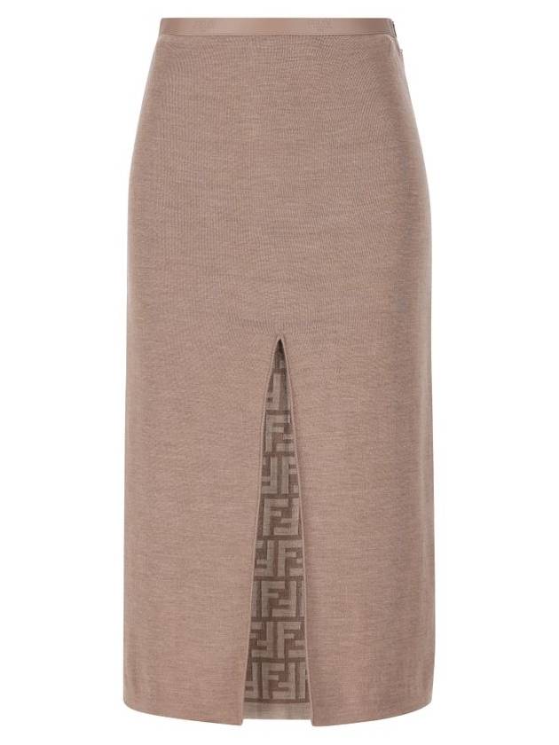 Fendi Midi Wool H-Line Skirt Grey