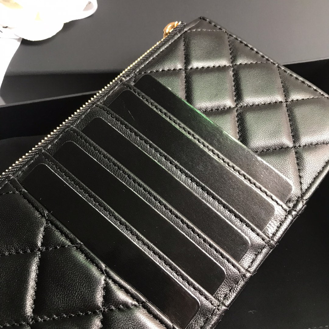 CHANEL MOBILE PURSE 19.5 BLACK CALFSKIN GOLD ICON