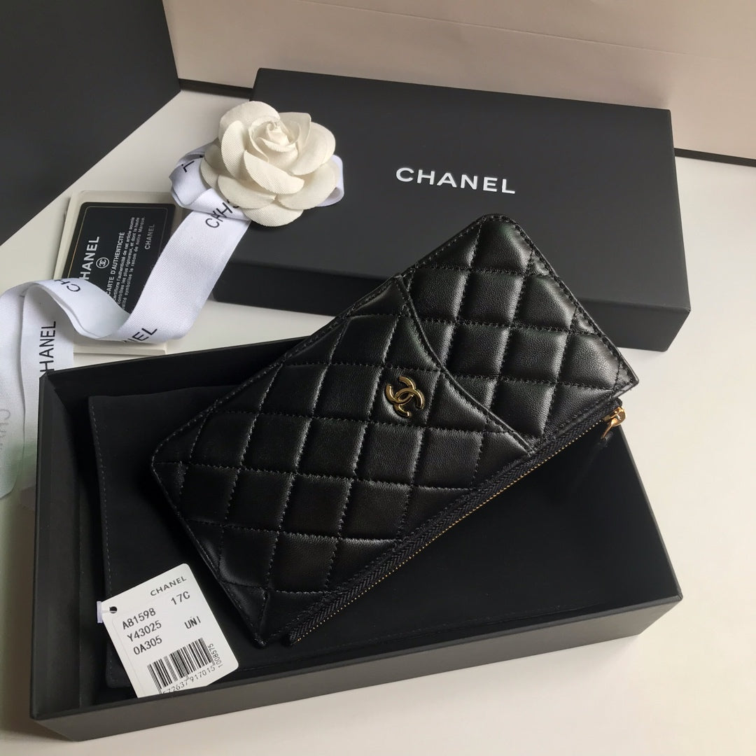 CHANEL MOBILE PURSE 19.5 BLACK CALFSKIN GOLD ICON