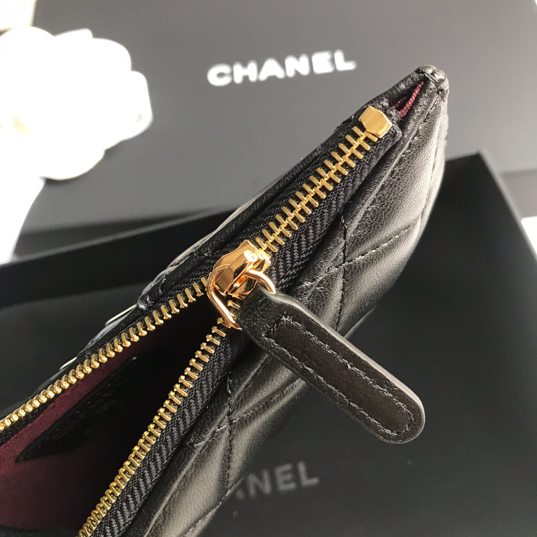 CHANEL MOBILE PURSE 19.5 BLACK CALFSKIN GOLD ICON
