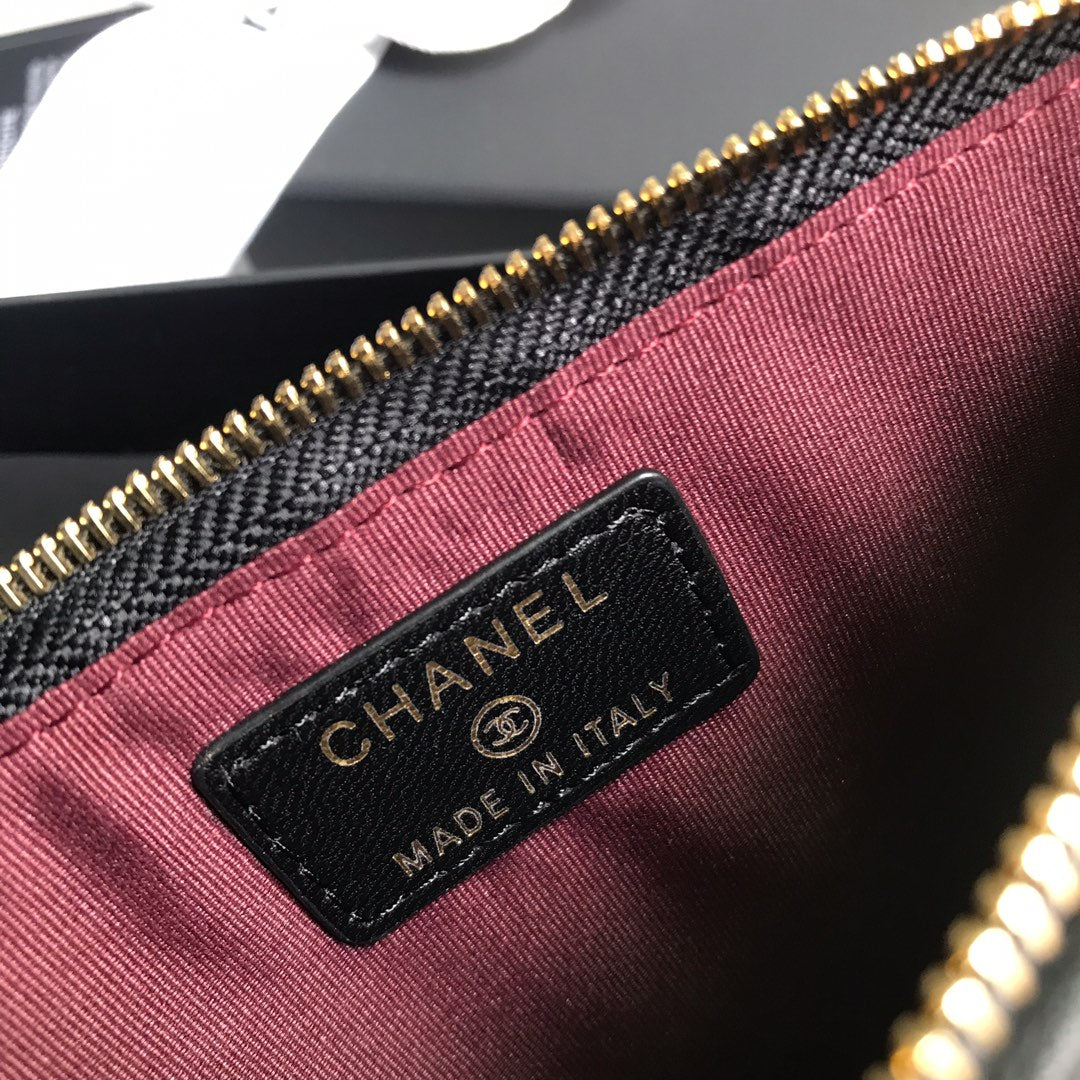 CHANEL MOBILE PURSE 19.5 BLACK CALFSKIN GOLD ICON
