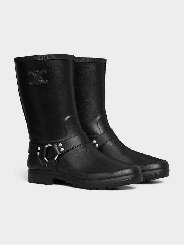 CELINE Mid Rain Boots In Rubber And Calfskin Black