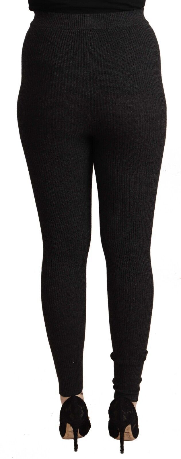 Dolce & Gabbana Black Virgin Wool Stretch Waist Tights Women's Pants