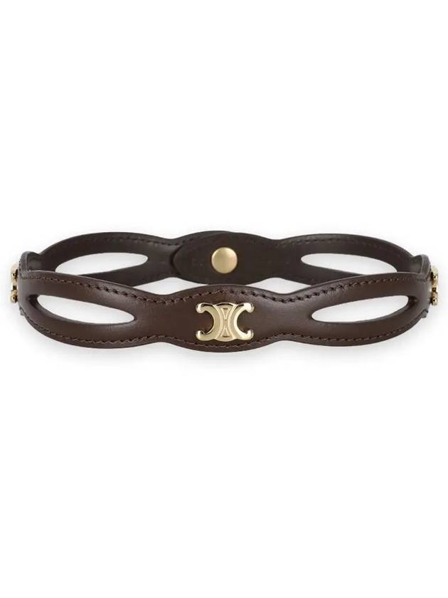 CELINE Trimophe Logo Choker Necklace Brown
