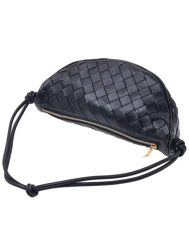Bottega Veneta Intrecciato Strap Pouch Tote Bag Black
