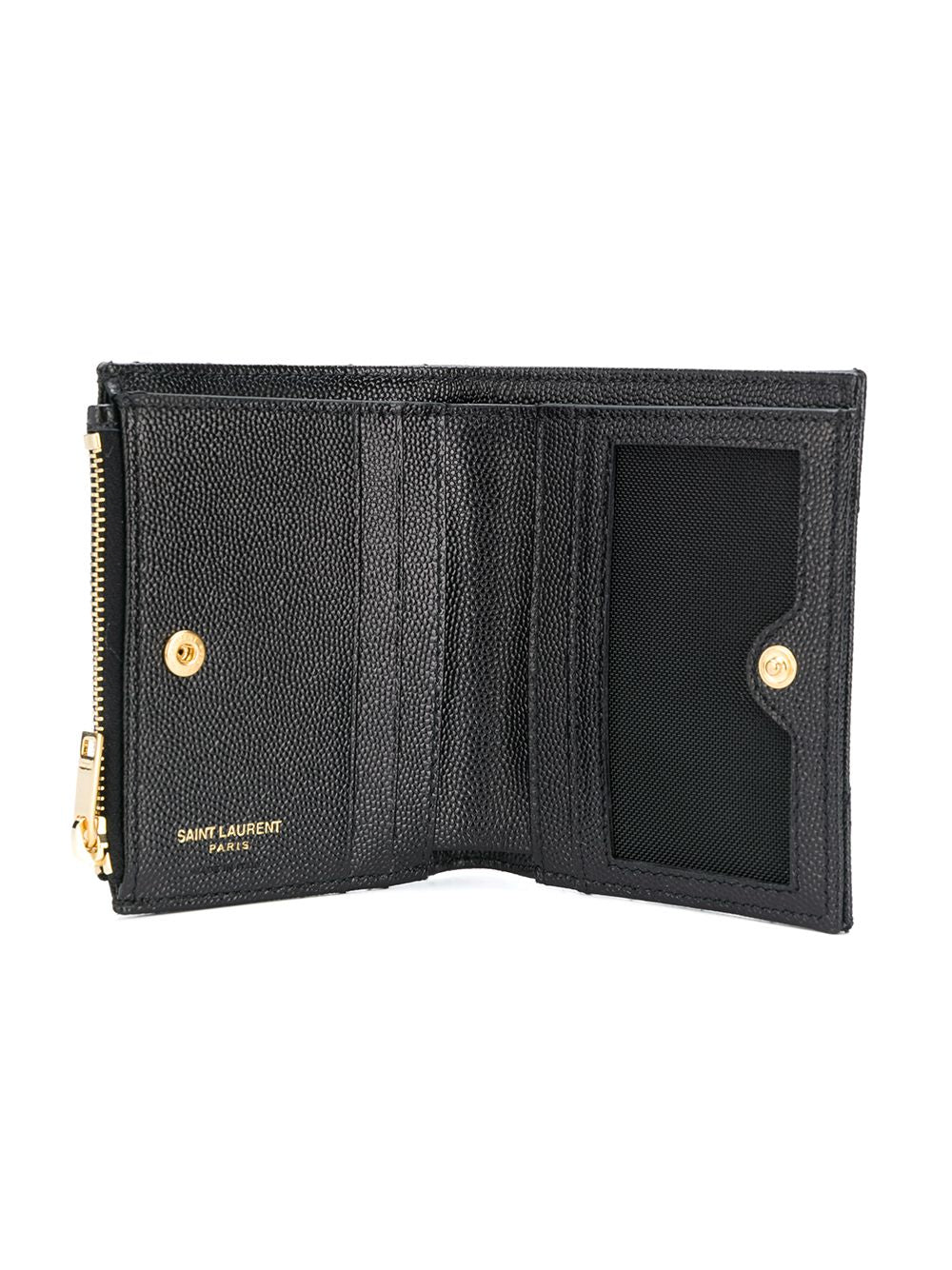 Saint Laurent Women Cassandre Matelassé Bi-Fold Wallet In Grain De Poudre Leather