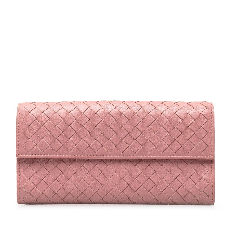 Bottega Veneta Intrecciato Long Wallet in Leather Pink