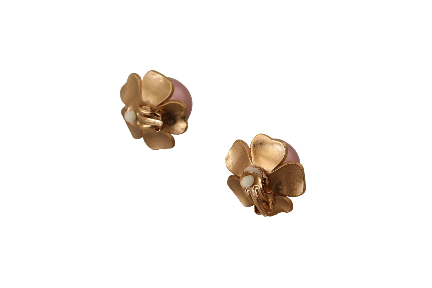 Dolce & Gabbana Gold Tone Maxi Faux Pearl Floral Clip-on Jewelry Women's Earrings