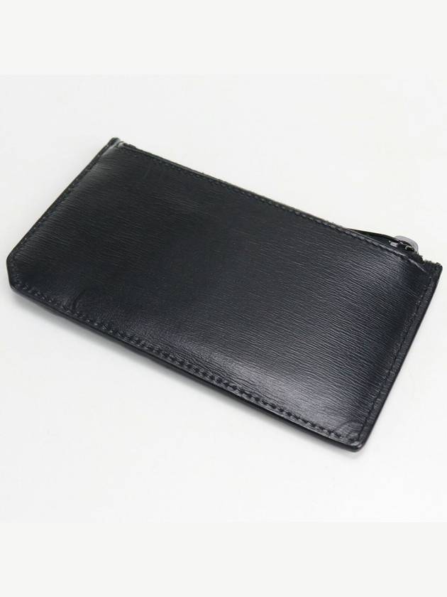 Saint Laurent Lizard Pattern Embossed Fragment Zipper Card Wallet Black