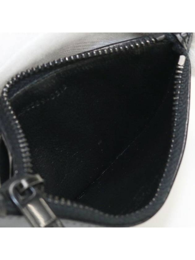 Saint Laurent Lizard Pattern Embossed Fragment Zipper Card Wallet Black