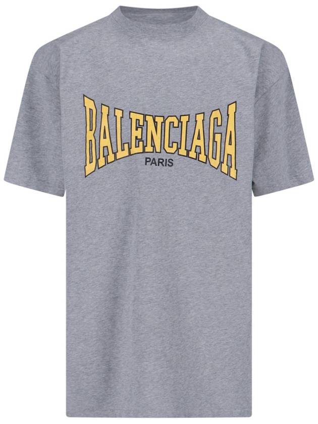Balenciaga Logo Print Short Sleeve T-Shirt Grey