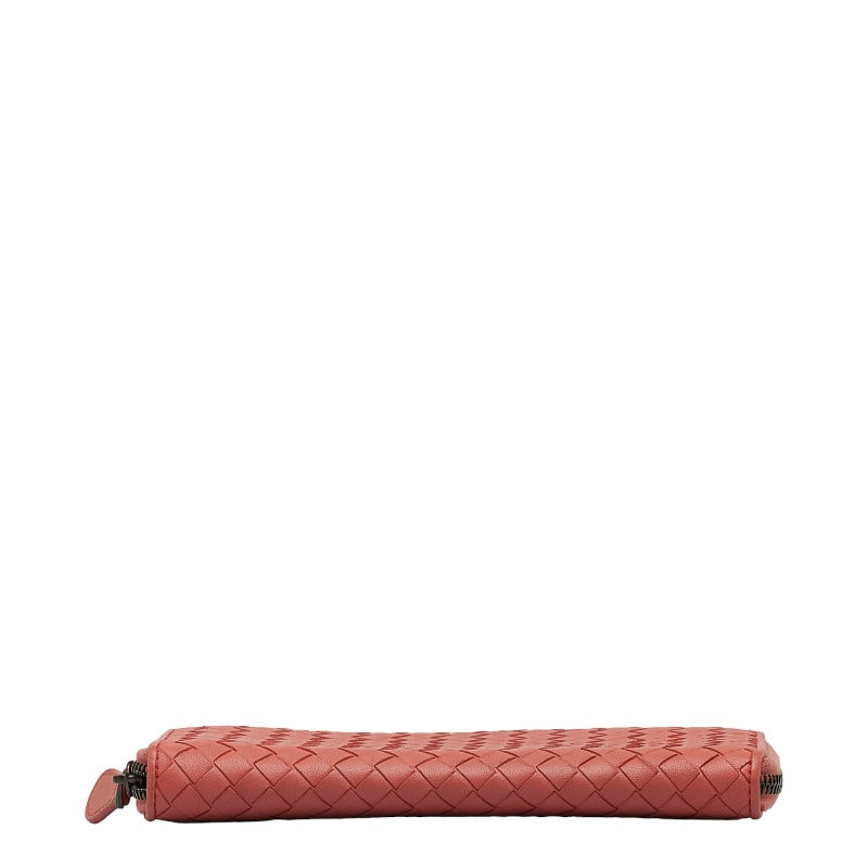 Bottega Veneta Long Zip Wallet Pink Leather Ladies