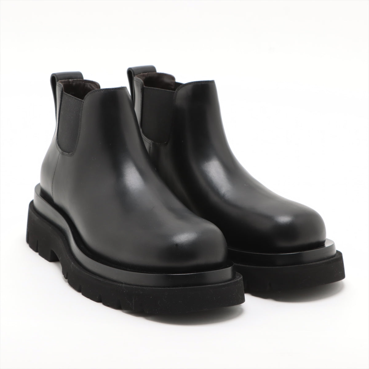 Bottega Veneta Rug Leather X Fabric Side Goar Shoes 37.5 Black Chelsea Boots