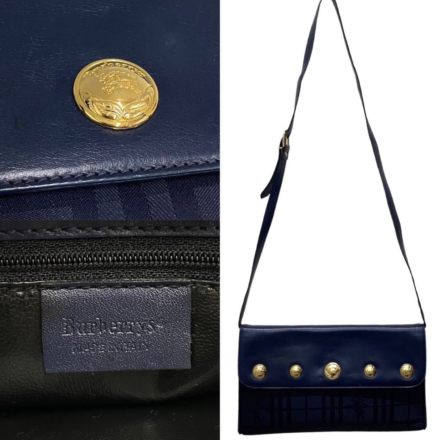 Burberry Leather Nylon Clutch Bag Shoulder Bag ()