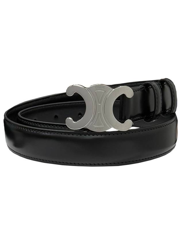 CELINE Triomphe Taurillon Medium Leather Belt Black