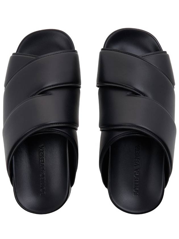 Bottega Veneta Bridge Leather Slippers Black