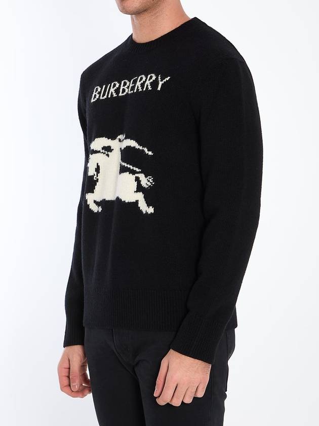 Burberry EKD Crew Neck Wool Cashmere Knit Top Black