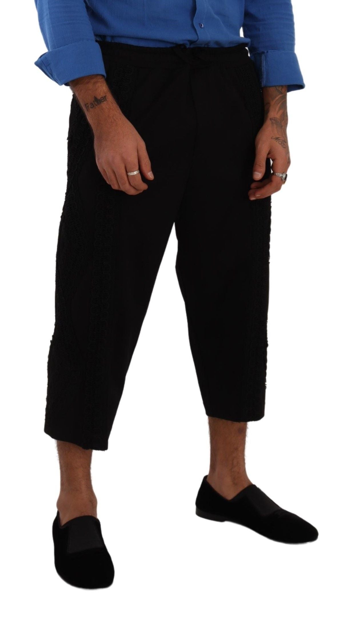 Dolce & Gabbana Black Cotton Torero Cropped Short Trouser Men's Pants