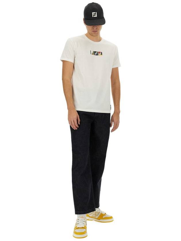 Fendi Embroidered Logo Short Sleeve T-Shirt White