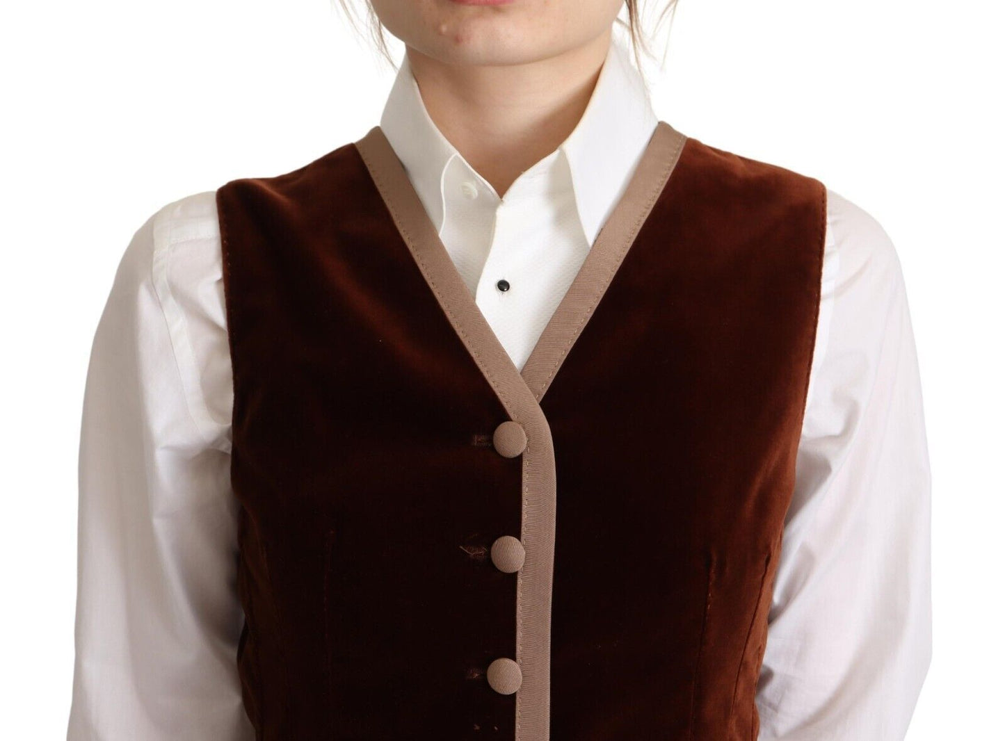 Dolce & Gabbana Bordeaux Velvet Cotton V-neck Sleeveless Vest Women's Top